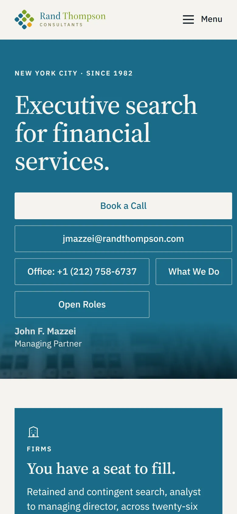The new site on a phone